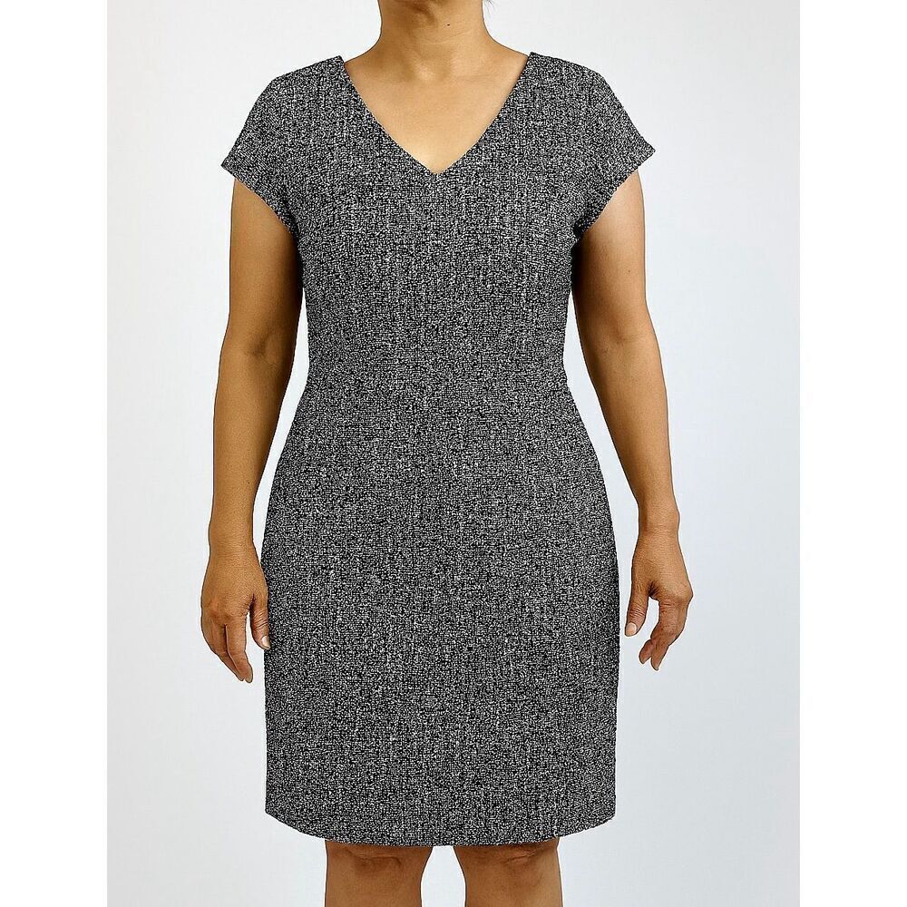 EUC! Banana Republic Black White Tweed Sheath Dress - Size 10 Petite